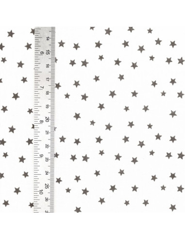 Tissu popeline de coton fantaisie - Étoile taupe