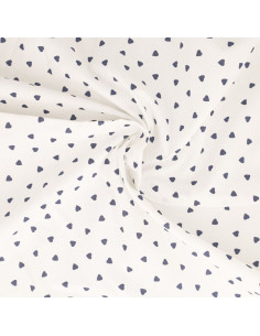 Tissu popeline de coton fantaisie - Coeur indigo