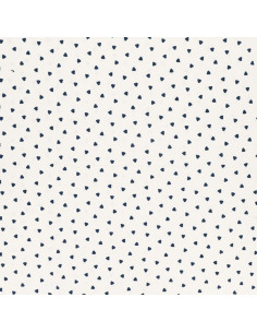 Tissu popeline de coton fantaisie - Coeur indigo 2