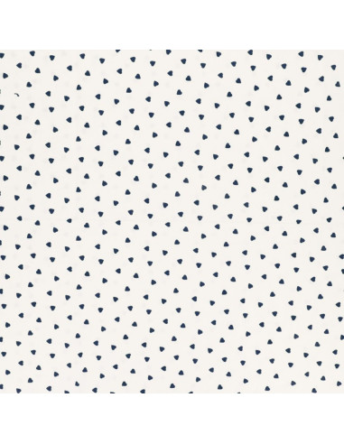 Tissu popeline de coton fantaisie - Coeur indigo