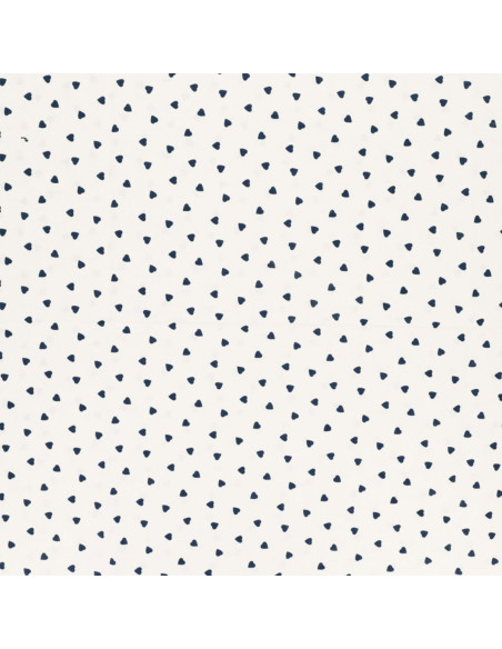 Tissu popeline de coton fantaisie - Coeur indigo