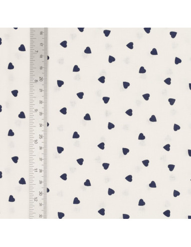 Tissu popeline de coton fantaisie - Coeur indigo