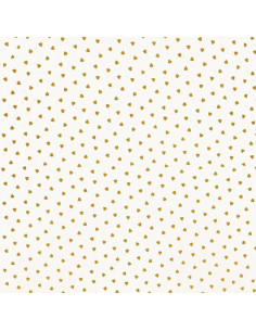 Tissu popeline de coton fantaisie - Coeur curry 2
