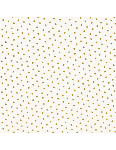 Tissu popeline de coton fantaisie - Coeur curry