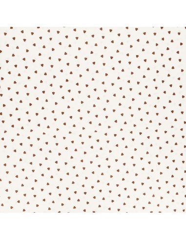Tissu popeline de coton fantaisie - Coeur marron
