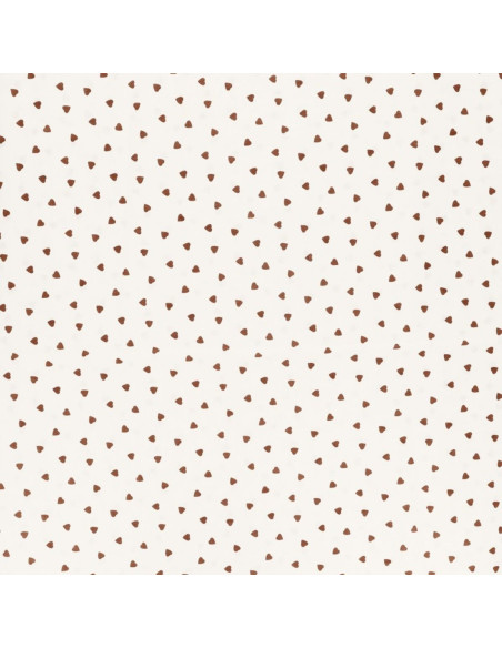 Tissu popeline de coton fantaisie - Coeur marron