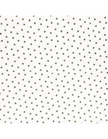 Tissu popeline de coton fantaisie - Coeur kaki