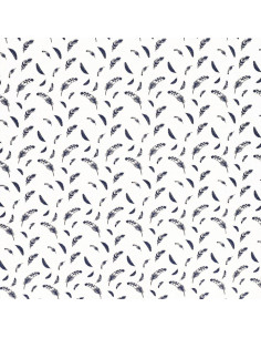 Tissu popeline de coton fantaisie - Plume indigo 2