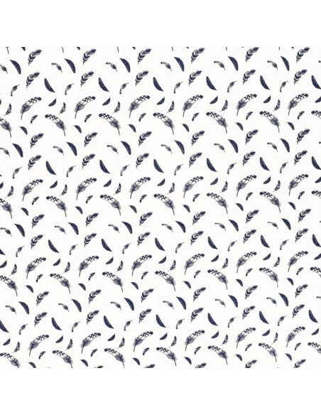 Tissu popeline de coton fantaisie - Plume indigo
