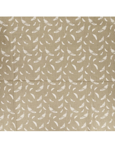 Tissu popeline de coton fantaisie - Plume galet