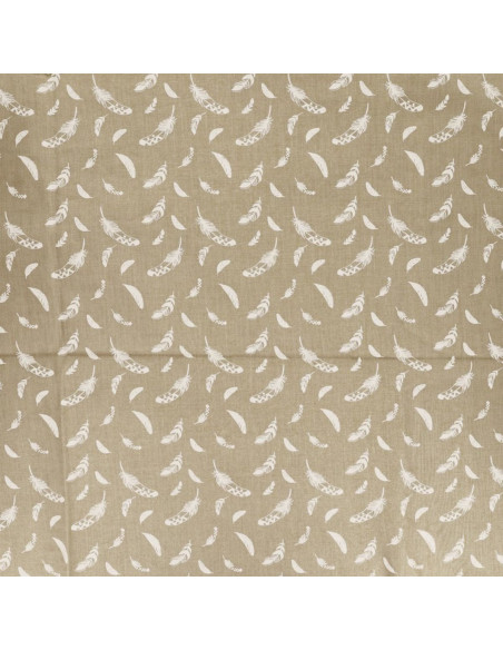Tissu popeline de coton fantaisie - Plume galet