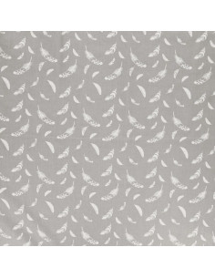 Tissu popeline de coton fantaisie - Plume gris 2