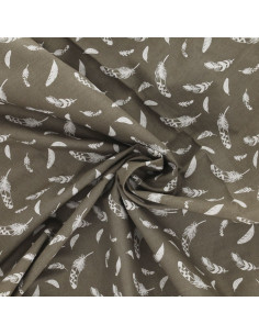 Tissu popeline de coton fantaisie - Plume taupe