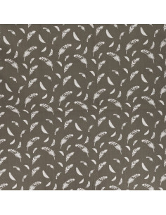 Tissu popeline de coton fantaisie - Plume taupe 2