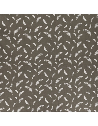 Tissu popeline de coton fantaisie - Plume taupe