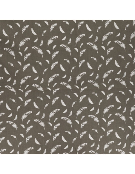 Tissu popeline de coton fantaisie - Plume taupe