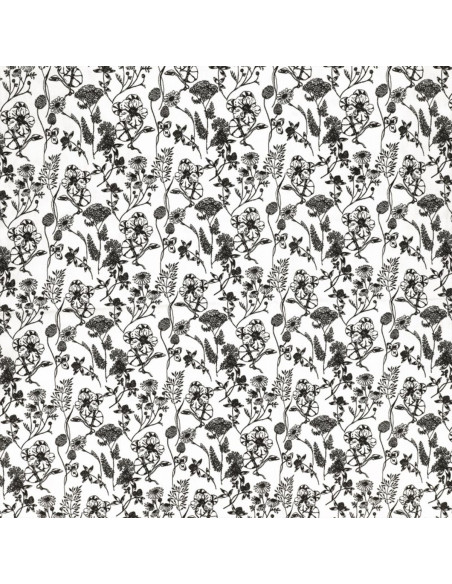 Tissu popeline de coton fantaisie - Nadine noir