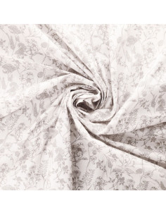 Tissu popeline de coton fantaisie - Nadine gris