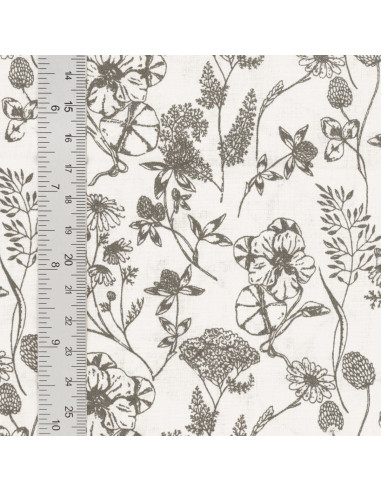 Tissu popeline de coton fantaisie - Nadine taupe