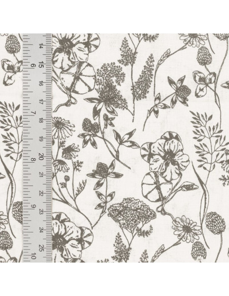 Tissu popeline de coton fantaisie - Nadine taupe