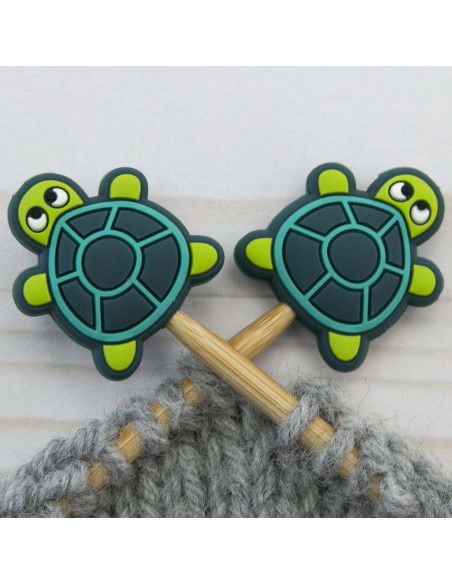 Bouchons stoppeurs de mailles pour aiguilles à tricoter - Tortue verte
