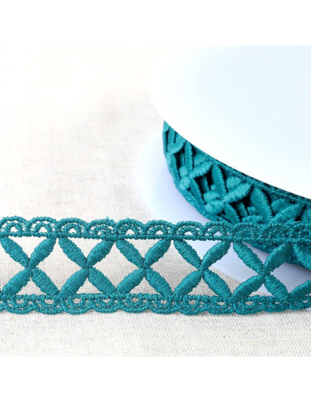 Guipure croisillons - Bleu canard
