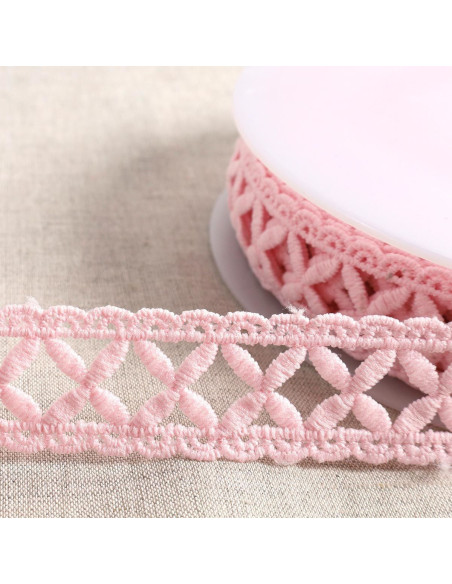 Guipure croisillons - Rose