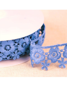 Guipure fleurie - Bleu lavande