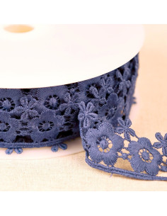 Guipure fleurie - Bleu marine