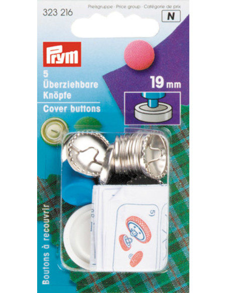 Boite 5 boutons à recouvrir avec outil 19 mm