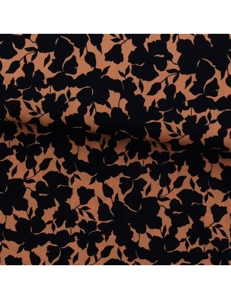 Tissu viscose fantaisie - Oinette beige et noir