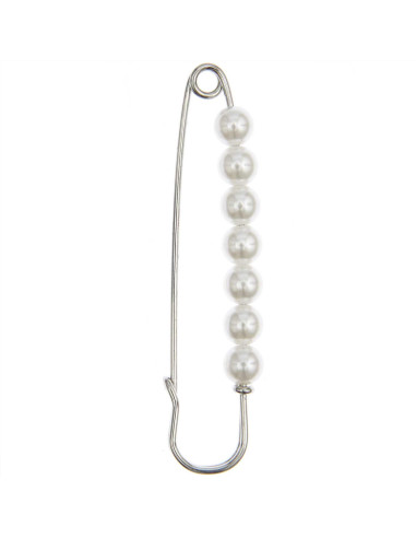 Epingle kilt 76 mm - Argent avec perles