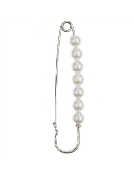 Epingle kilt 76 mm - Argent avec perles