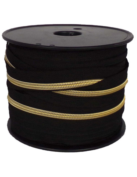Fermeture nylon 5 mm lurex - Noir et or
