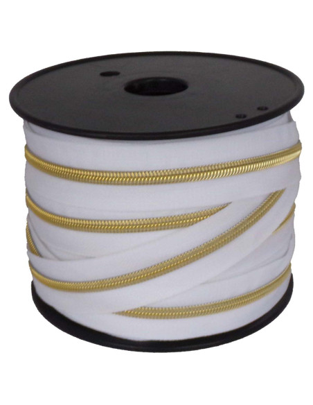Fermeture nylon 5 mm lurex - Blanc et or