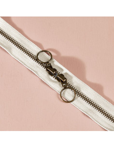 Fermeture double curseur laiton Off White 60 cm - Atelier Brunette