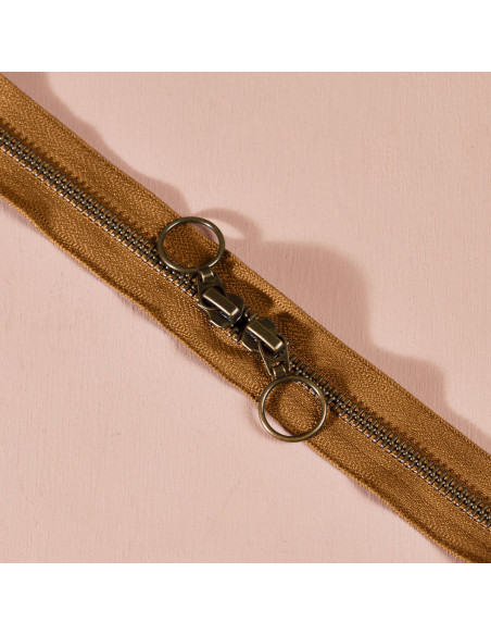 Fermeture double curseur laiton Ochre 60 cm - Atelier Brunette