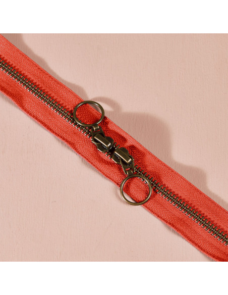 Fermeture double curseur laiton Tangerine 60 cm - Atelier Brunette