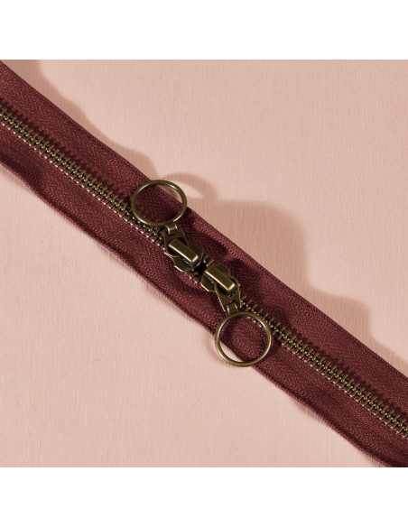 Fermeture double curseur laiton Rust 60 cm - Atelier Brunette