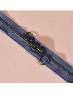 Fermeture double curseur laiton Cobalt 60 cm - Atelier Brunette