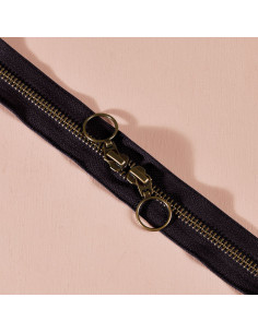 Fermeture double curseur laiton Black 60 cm - Atelier Brunette