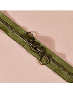 Fermeture double curseur laiton Matcha Leaf 60 cm - Atelier Brunette