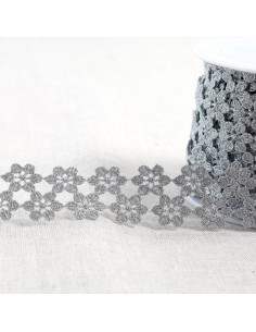 Guipure métallisée fleurs - Argent