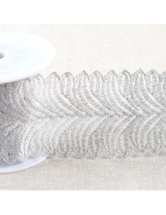 Broderie métallisée sur tulle - Argent