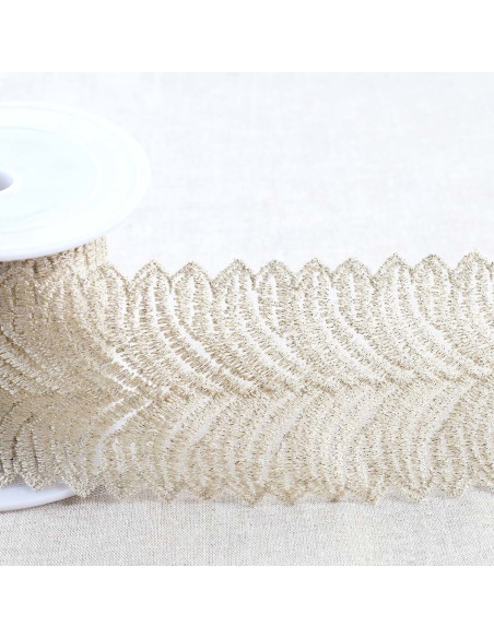 Broderie métallisée sur tulle - Or