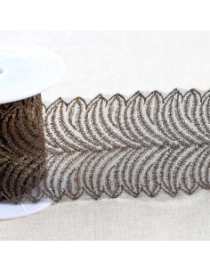 Broderie métallisée sur tulle - Noir et or