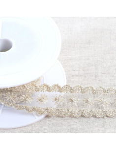Broderie métallisée étoiles sur tulle - Or