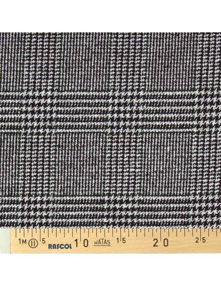 Tissu drap de laine fantaisie pour manteau - Pied de poule marron et kaki