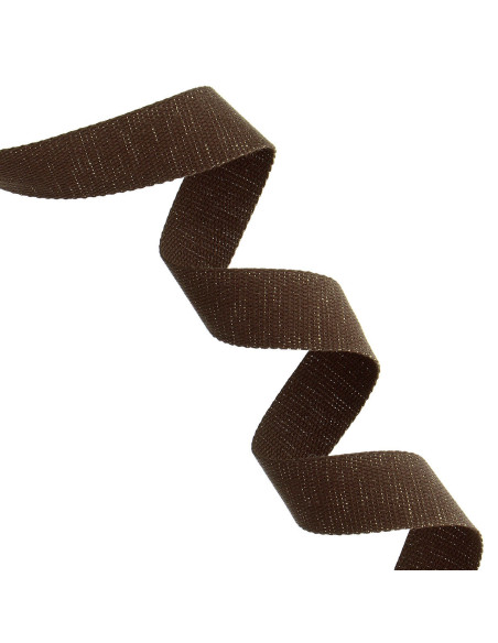 Sangle coton pour sac scintillante - Marron
