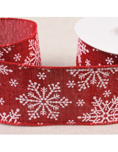 Ruban flocons - Rouge